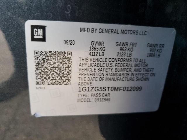 1G1ZG5ST0MF012099 - 2021 CHEVROLET MALIBU RS 蓝色 照片 13