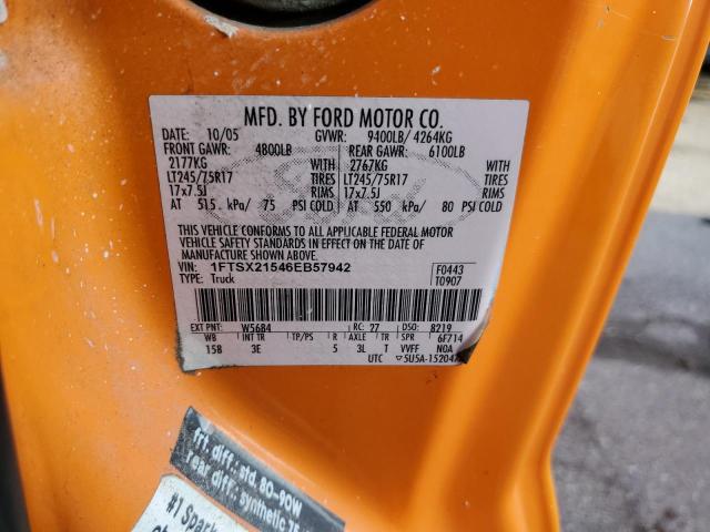 1FTSX21546EB57942 - 2006 FORD F250 SUPER DUTY ORANGE photo 13