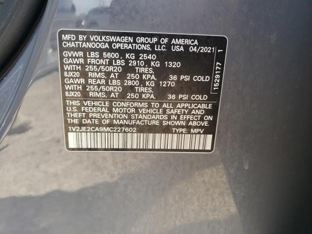 1V2JE2CA9MC227602 - 2021 VOLKSWAGEN ATLAS CROS SE Серый фото 13