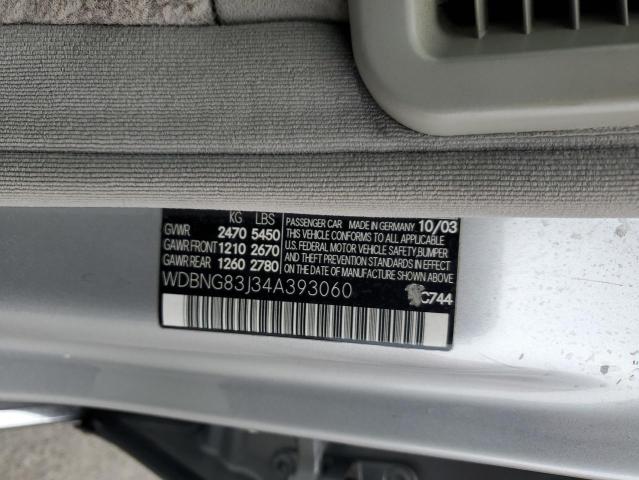 WDBNG83J34A393060 - 2004 MERCEDES-BENZ S 430 4MATIC SILVER photo 13