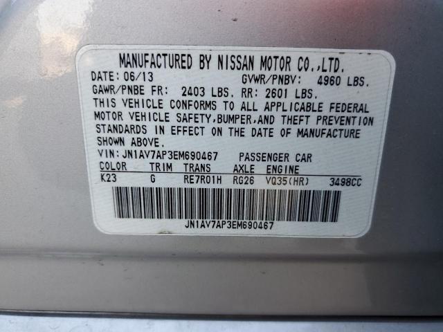 JN1AV7AP3EM690467 - 2014 INFINITI Q50 HYBRID PREMIUM SILVER photo 12