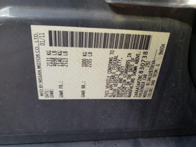 1N4AA5AP2BC830738 - 2011 NISSAN MAXIMA S GRAY photo 12