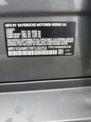 WBY43AW07RFS38250 - 2024 BMW I4 EDRIVE 35 GRAY photo 12