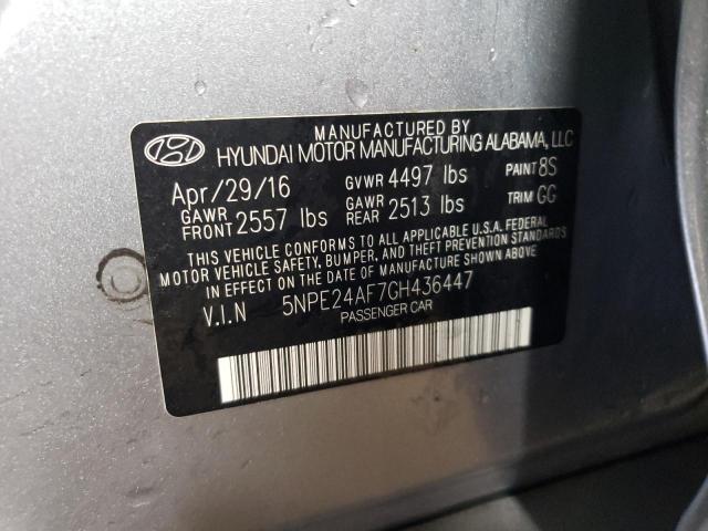 5NPE24AF7GH436447 - 2016 HYUNDAI SONATA SE SILVER photo 12