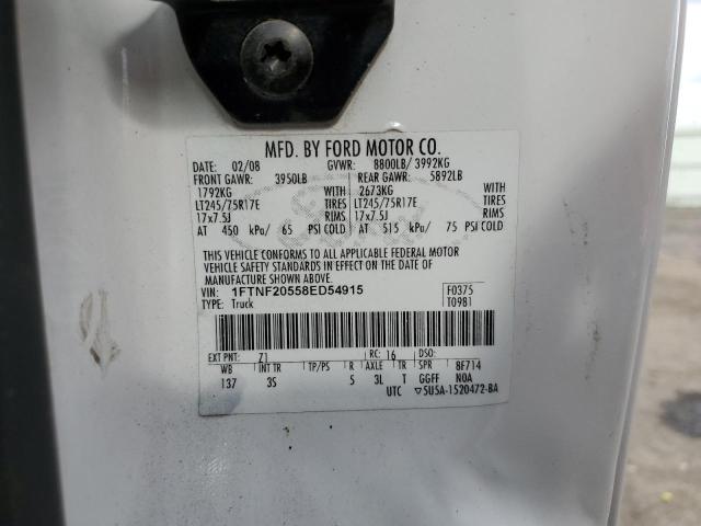 1FTNF20558ED54915 - 2008 FORD F250 SUPER DUTY WHITE photo 13