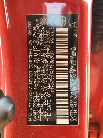 JTDKN3DU6A1026297 - 2010 TOYOTA PRIUS RED photo 12