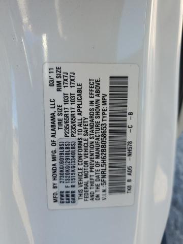 5FNRL5H62BB058653 - 2011 HONDA ODYSSEY EXL WHITE photo 12