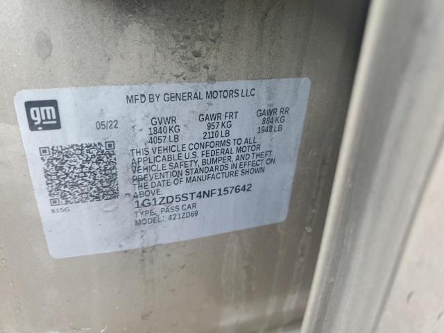 1G1ZD5ST4NF157642 - 2022 CHEVROLET MALIBU LT 棕色 照片 12