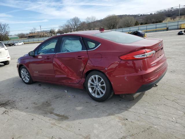 3FA6P0LU1KR256922 - 2019 FORD FUSION SE RED photo 2