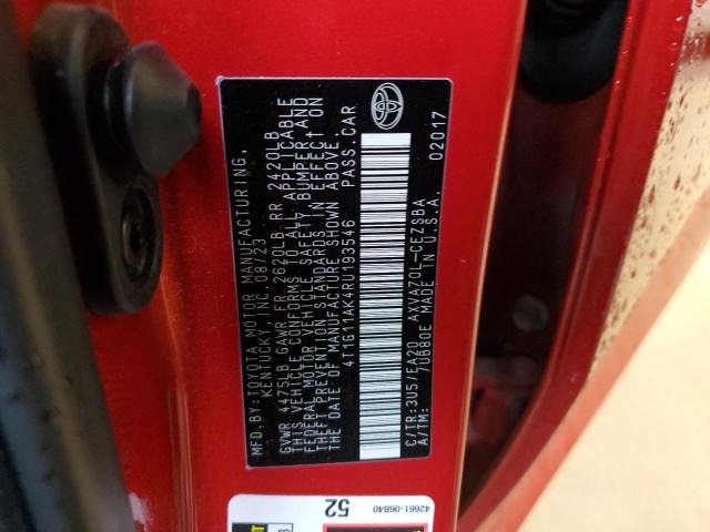 4T1G11AK4RU193546 - 2024 TOYOTA CAMRY SE NIGHT SHADE RED photo 12