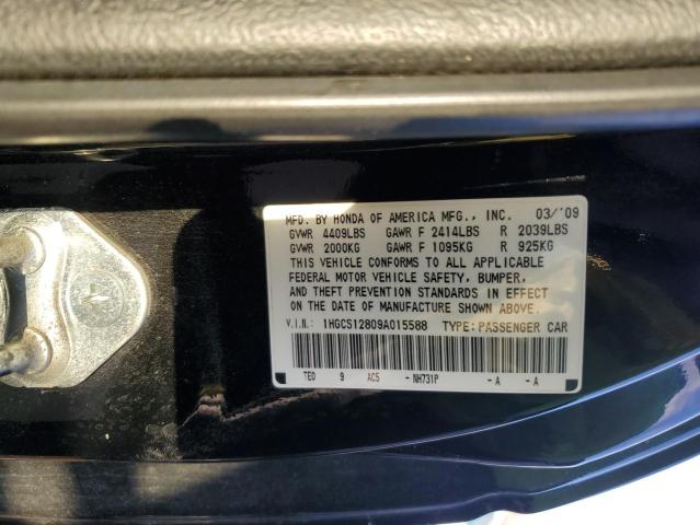 1HGCS12809A015588 - 2009 HONDA ACCORD EXL BLACK photo 12