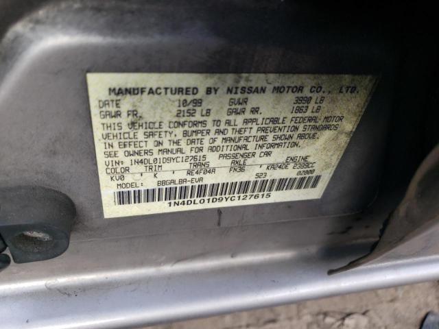 1N4DL01D9YC127615 - 2000 NISSAN ALTIMA XE SILVER photo 12