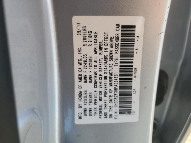 1HGCR2F38FA024681 - 2015 HONDA ACCORD LX SILVER photo 12