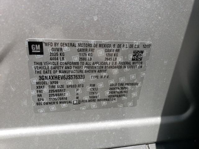 3GNAXHEV6JS576339 - 2018 CHEVROLET EQUINOX LS SILVER photo 14