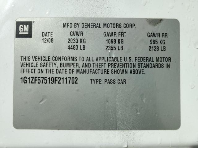 1G1ZF57519F211702 - 2009 CHEVROLET MALIBU HYBRID 白色 照片 13