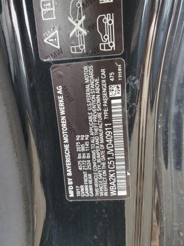 WBA2K1C51JVD40911 - 2018 BMW 230XI BLACK photo 13