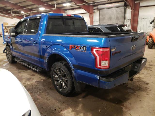 1FTEW1EP7GFC50424 - 2016 FORD F150 SUPERCREW BLUE photo 2