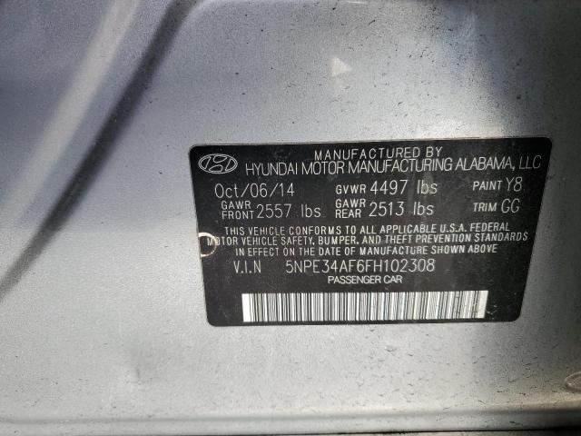 5NPE34AF6FH102308 - 2015 HYUNDAI SONATA SPORT SILVER photo 12