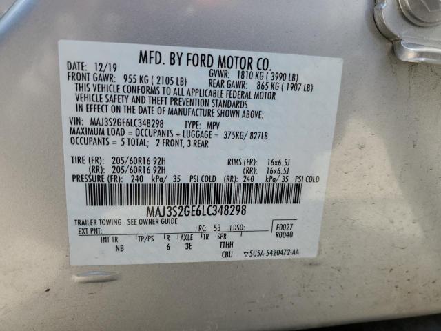 MAJ3S2GE6LC348298 - 2020 FORD ECOSPORT SE Արծաթագույն լուսանկար 14