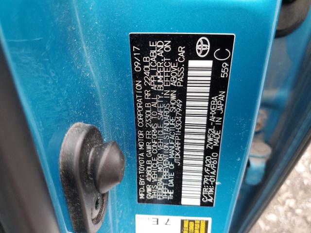 JTDKARFP1H3047949 - 2017 TOYOTA PRIUS PRIM Blau Foto 12