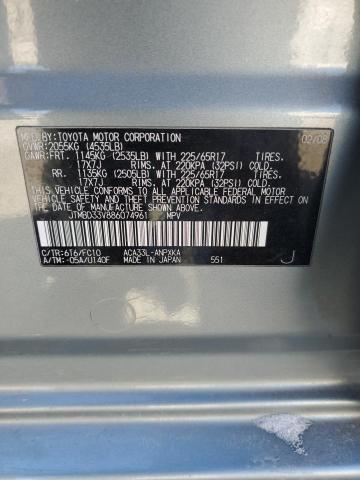 JTMBD33V886074961 - 2008 TOYOTA RAV4 GRAY photo 12