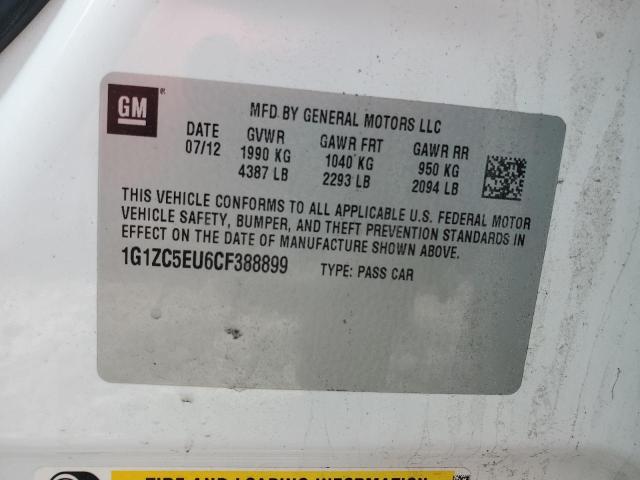 1G1ZC5EU6CF388899 - 2012 CHEVROLET MALIBU 1LT WHITE photo 12