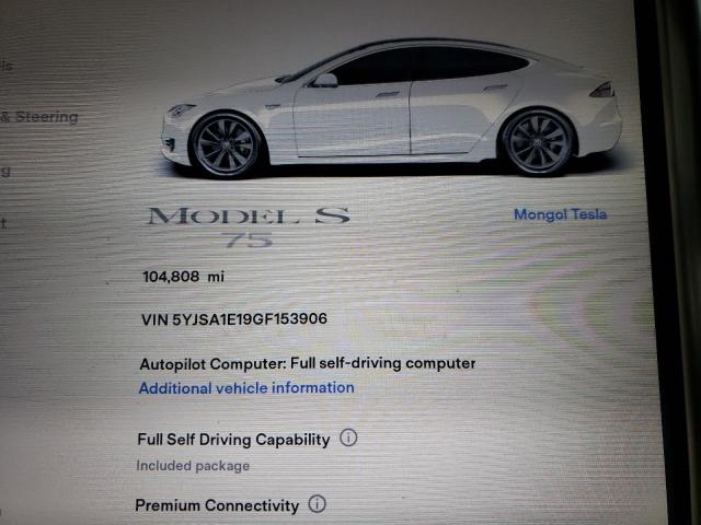 5YJSA1E19GF153906 - 2016 TESLA MODEL S WHITE photo 9