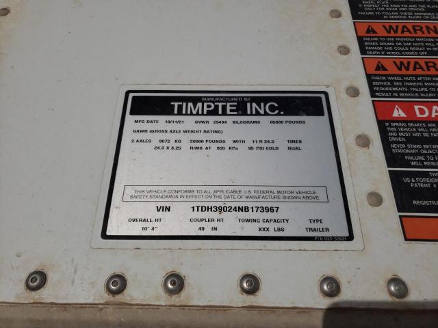 1TDH39024NB173967 - 2022 TIMP HOPPER TRL WHITE photo 10