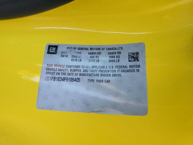 2G1FB1E34F9109405 - 2015 CHEVROLET CAMARO LS YELLOW photo 12