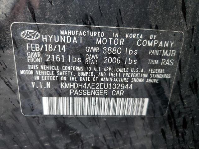 KMHDH4AE2EU132944 - 2014 HYUNDAI ELANTRA SE BLACK photo 12