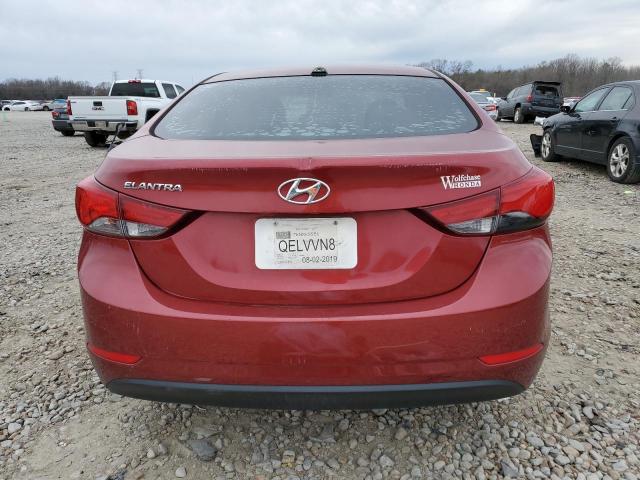 5NPDH4AE7GH755560 - 2016 HYUNDAI ELANTRA SE RED photo 6