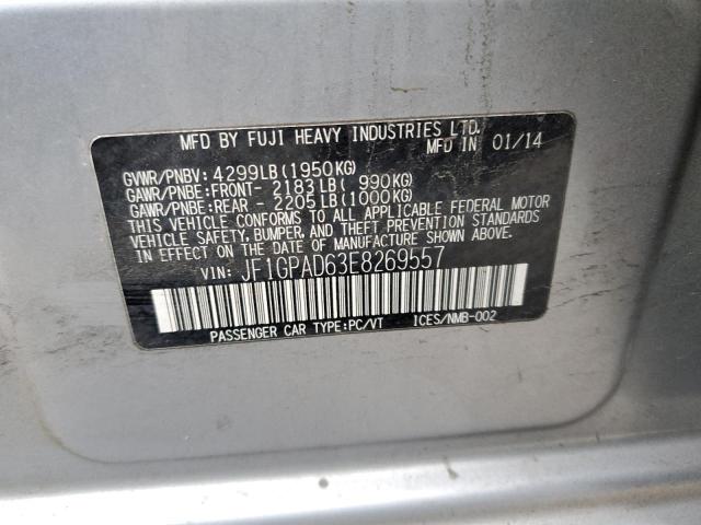 JF1GPAD63E8269557 - 2014 SUBARU IMPREZA PREMIUM SILVER photo 12