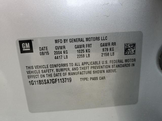 1G11B5SA7GF113719 - 2016 CHEVROLET MALIBU LIM LS SILVER photo 12