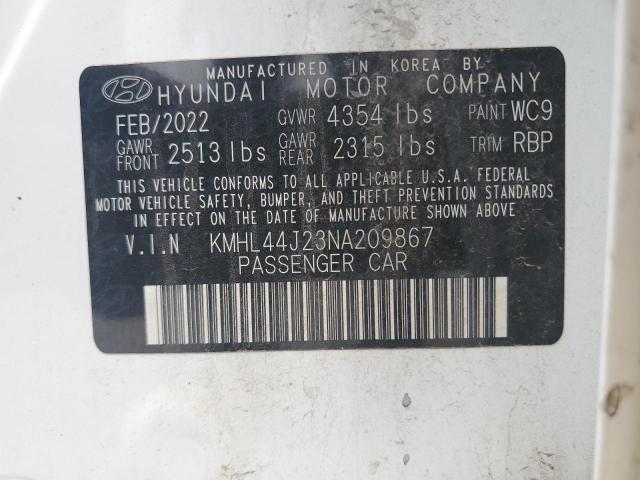 KMHL44J23NA209867 - 2022 HYUNDAI SONATA SEL PLUS WHITE photo 12