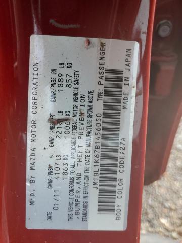 JM1BL1K67B1456050 - 2011 MAZDA 3 S RED photo 12