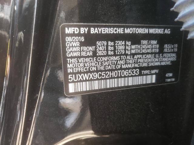 5UXWX9C52H0T06533 - 2017 BMW X3 XDRIVE28I BLACK photo 10