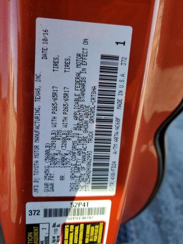 5TFSZ5AN2HX062993 - 2017 TOYOTA TACOMA ACCESS CAB ნარინჯისფერი ფოტო 12