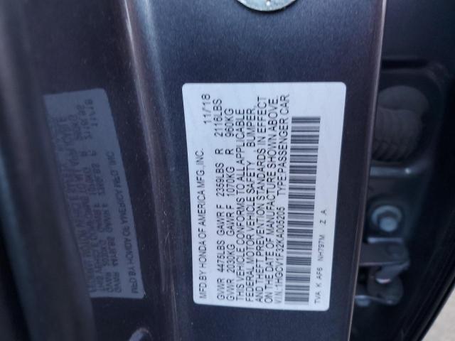 1HGCV1F32KA005205 - 2019 HONDA ACCORD SPORT GRAY photo 12