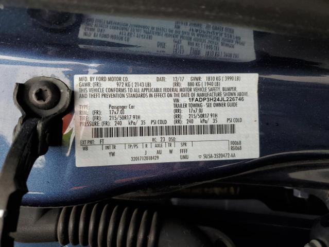 1FADP3H24JL226746 - 2018 FORD FOCUS SEL BLUE photo 13