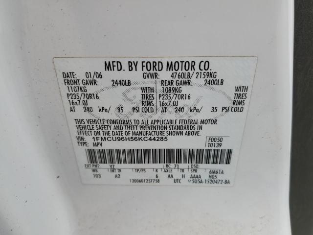 1FMCU96H56KC44285 - 2006 FORD ESCAPE HEV WHITE photo 13