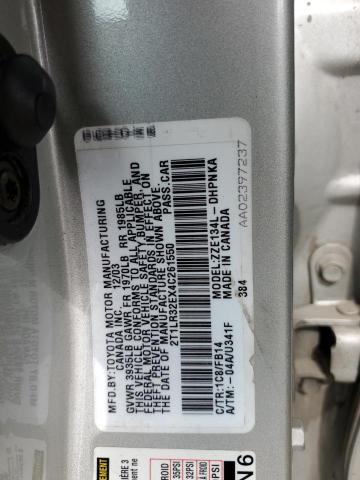 2T1LR32EX4C261550 - 2004 TOYOTA MATRIX BASE SILVER photo 12