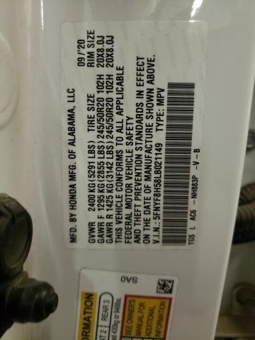 5FNYF8H58LB021149 - 2020 HONDA PASSPORT EXL Ağ foto 13