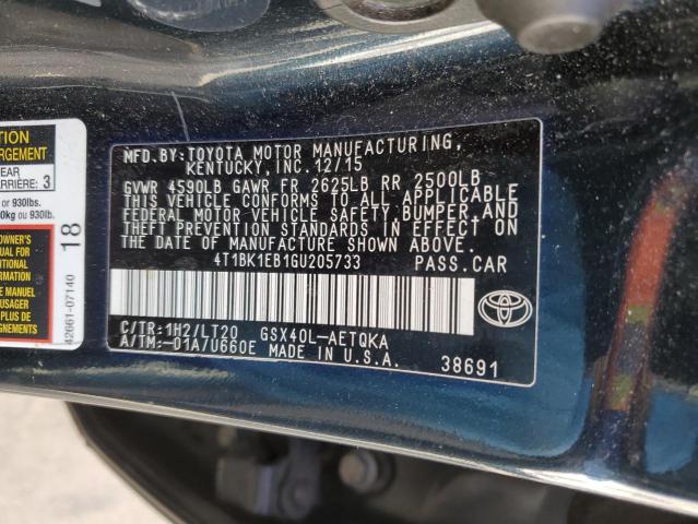 4T1BK1EB1GU205733 - 2016 TOYOTA AVALON XLE Grafit fotoğraf 12