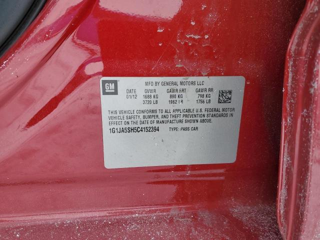 1G1JA5SH5C4152394 - 2012 CHEVROLET SONIC LS RED photo 12