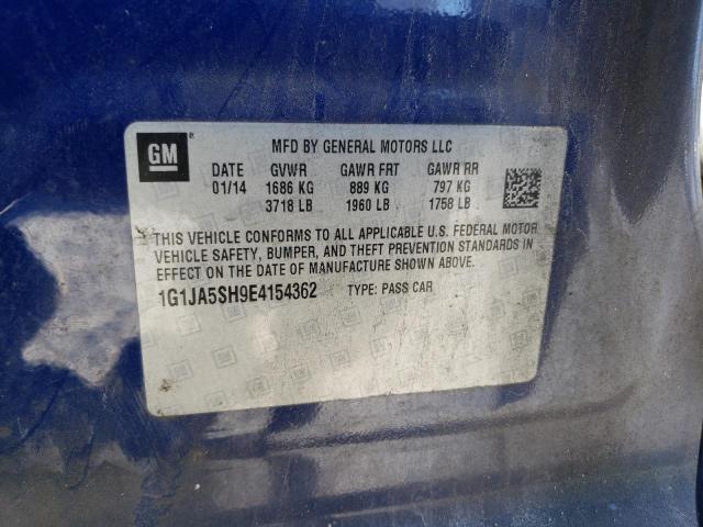 1G1JA5SH9E4154362 - 2014 CHEVROLET SONIC LS BLUE photo 12