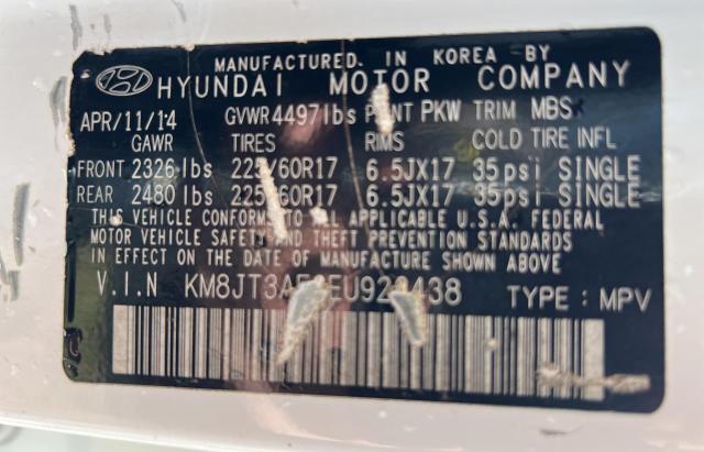 KM8JT3AF3EU923438 - 2014 HYUNDAI TUCSON GLS WHITE photo 10