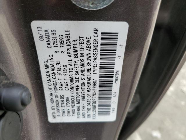 2HGFB2F57DH579607 - 2013 HONDA CIVIC LX GRAY photo 12