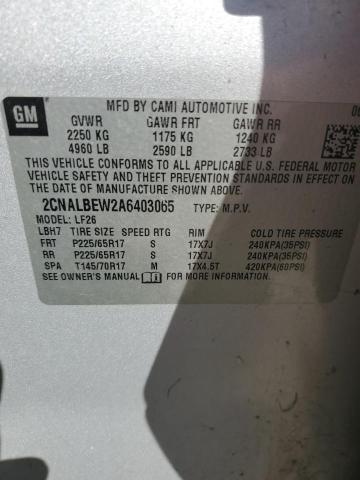 2CNALBEW2A6403065 - 2010 CHEVROLET EQUINOX LS SILVER photo 12