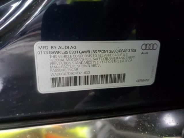 WAURGAFD9DN021633 - 2013 AUDI A8 L QUATTRO BLUE photo 12