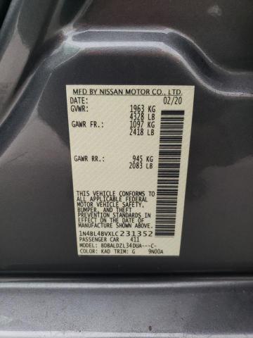 1N4BL4BVXLC231352 - 2020 NISSAN ALTIMA S GRAY photo 13